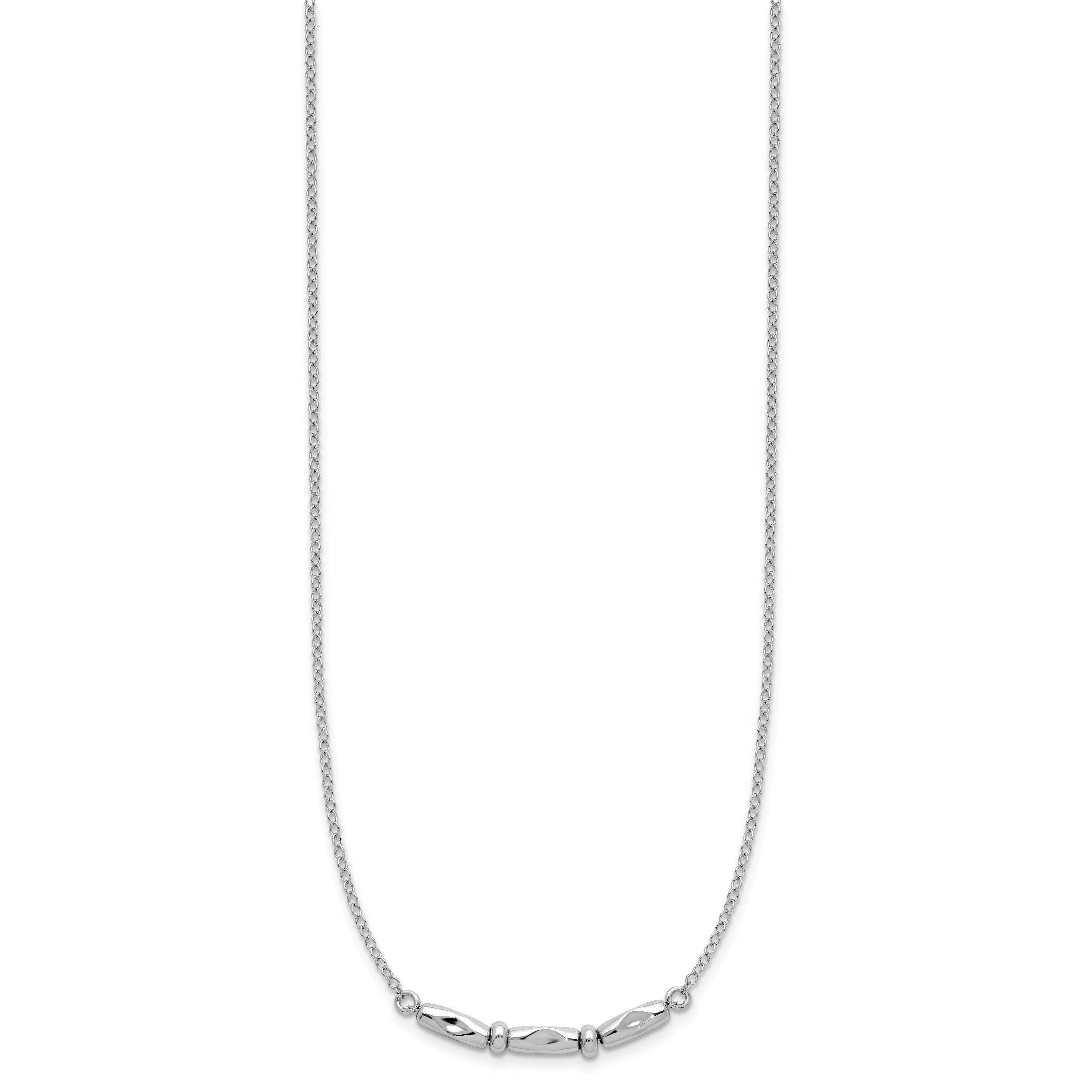 Sterling Silver RH-plated Polished Fancy w/1in ext. Necklace