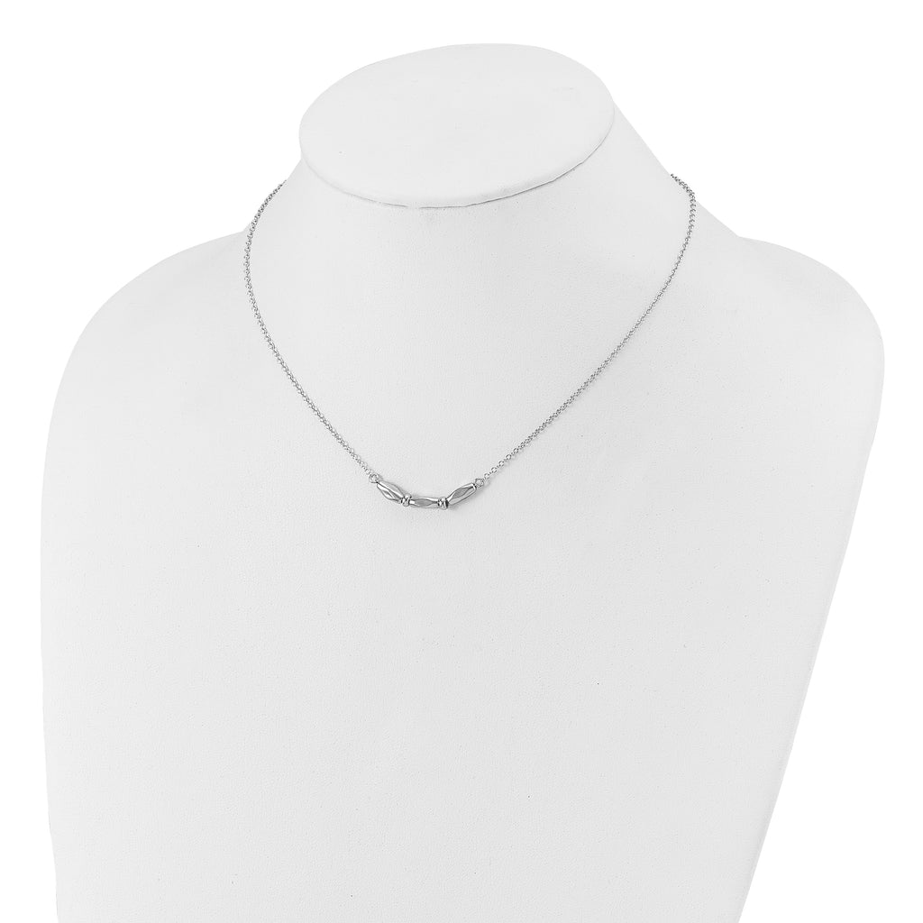 Sterling Silver RH-plated Polished Fancy w/1in ext. Necklace