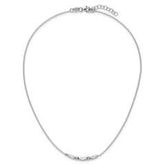 Sterling Silver RH-plated Polished Fancy w/1in ext. Necklace