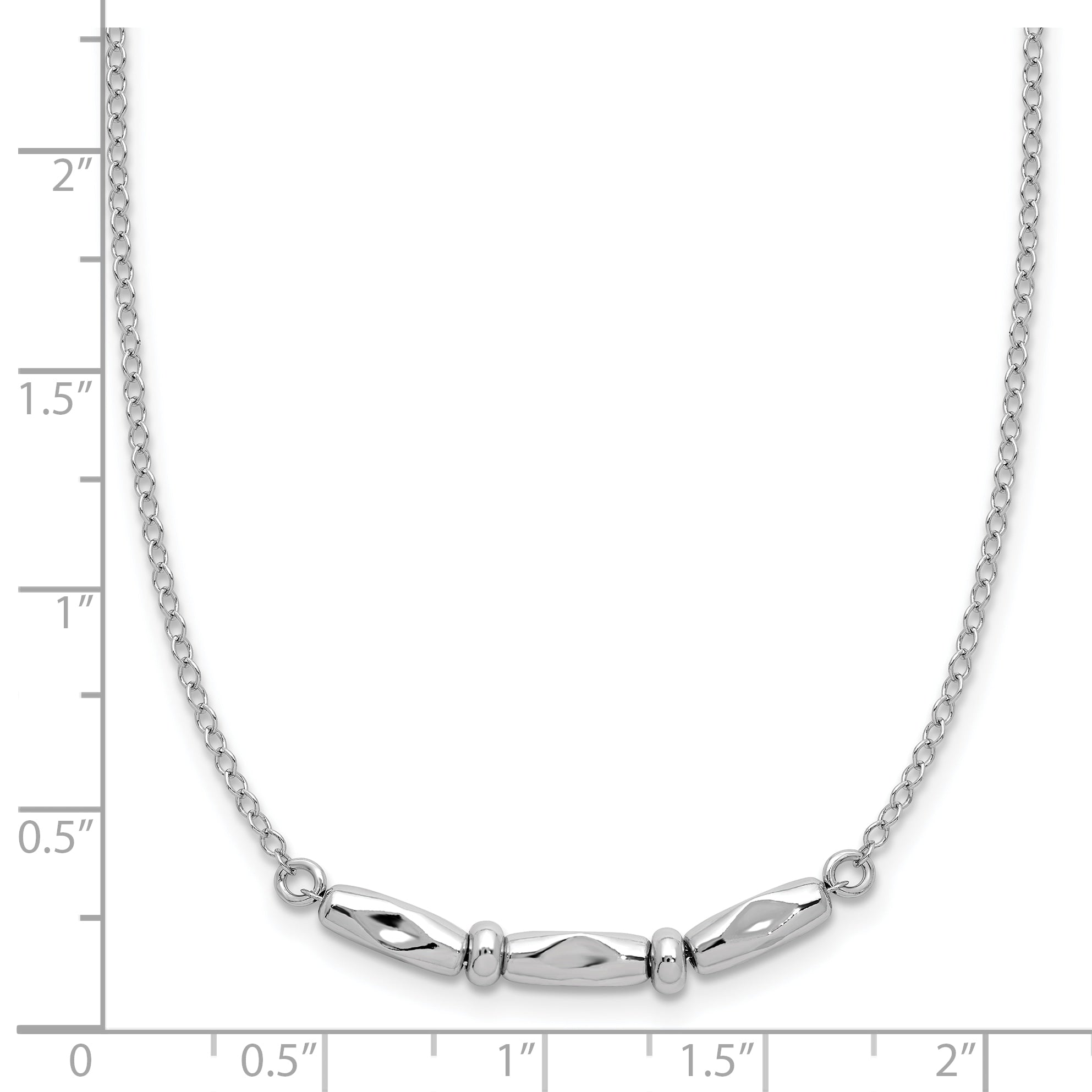 Sterling Silver RH-plated Polished Fancy w/1in ext. Necklace