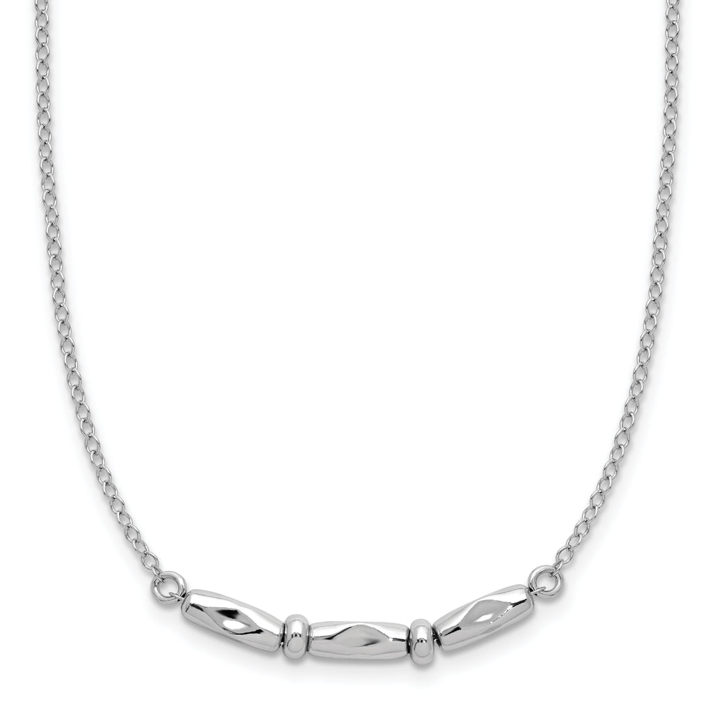 Sterling Silver RH-plated Polished Fancy w/1in ext. Necklace