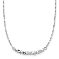 Sterling Silver RH-plated Polished Fancy w/1in ext. Necklace