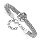 Sterling Silver RH-plat Circle Multi-strand w/1in ext. Bracelet