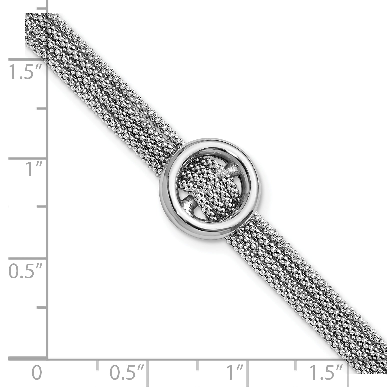 Sterling Silver RH-plat Circle Multi-strand w/1in ext. Bracelet