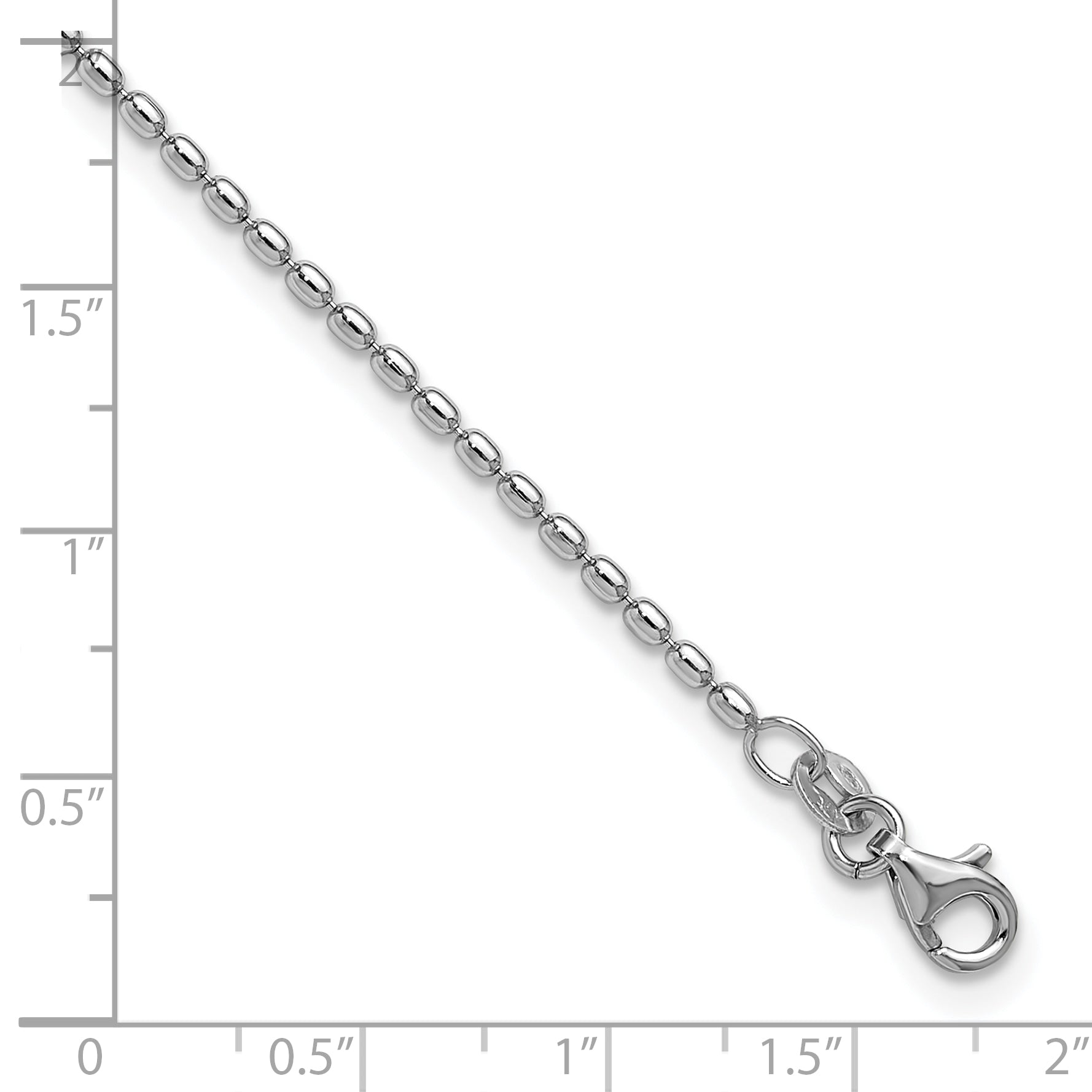 Sterling Silver Rhodium-plated Bead 9 inch Plus 1 inch Extender - Total 10 inch Anklet
