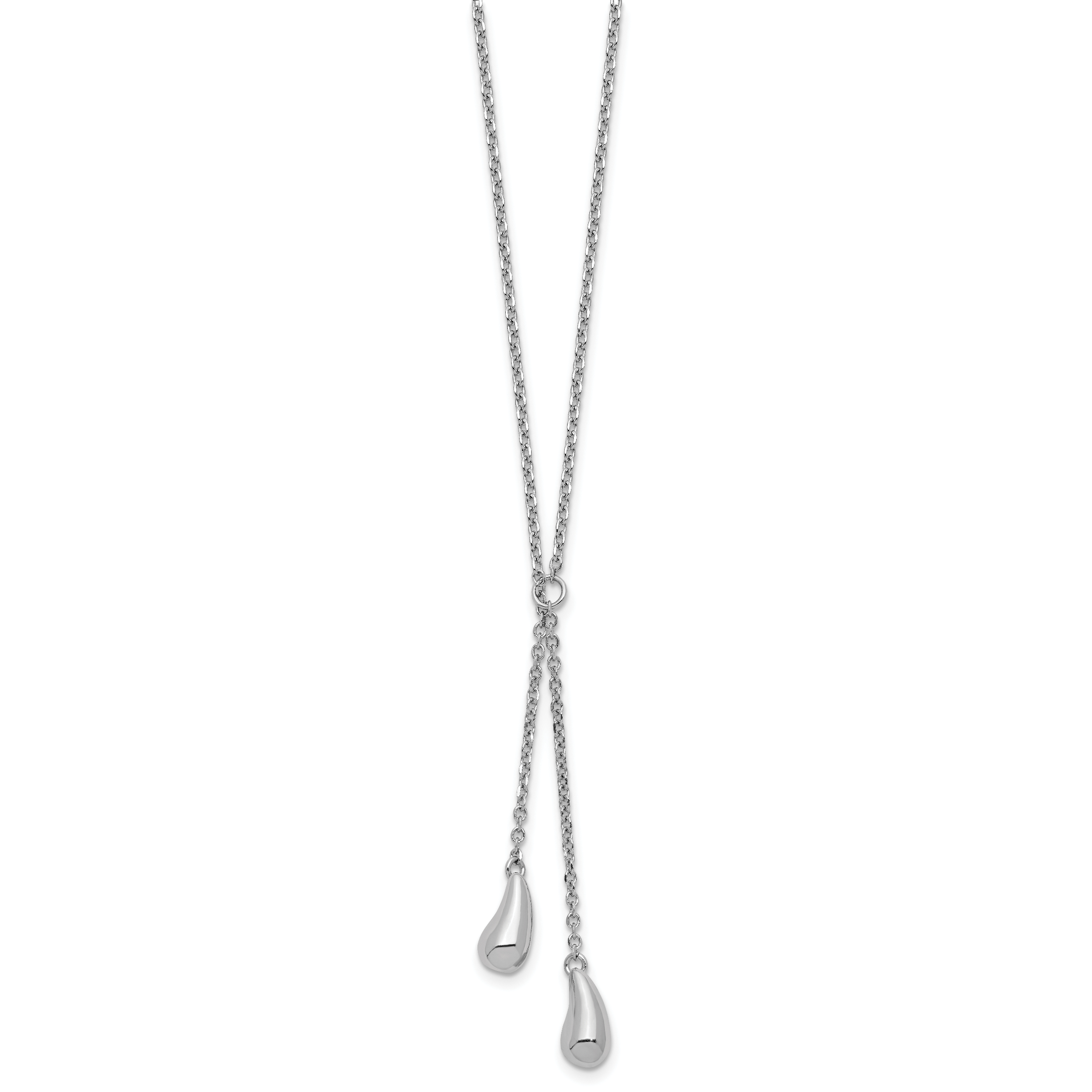 Sterling Silver RH-plated Polished Drop w/1in ext. Necklace Secondary image