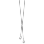 Sterling Silver RH-plated Polished Drop w/1in ext. Necklace