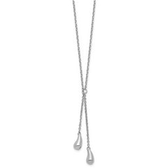 Sterling Silver RH-plated Polished Drop w/1in ext. Necklace