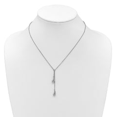 Sterling Silver RH-plated Polished Drop w/1in ext. Necklace