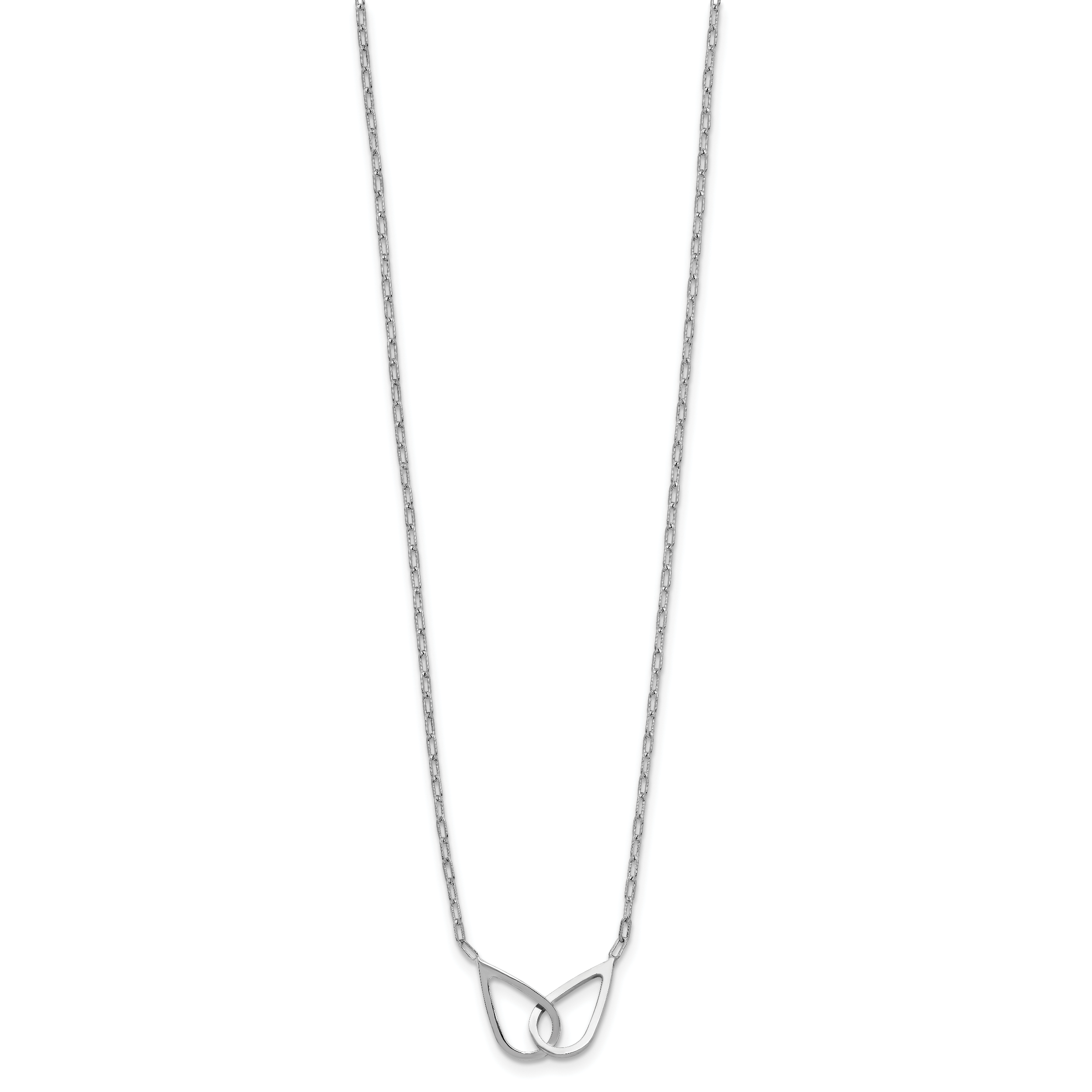 SS RH-plated Polish Intertwined Teardrop w/2in ext. Necklace Secondary image