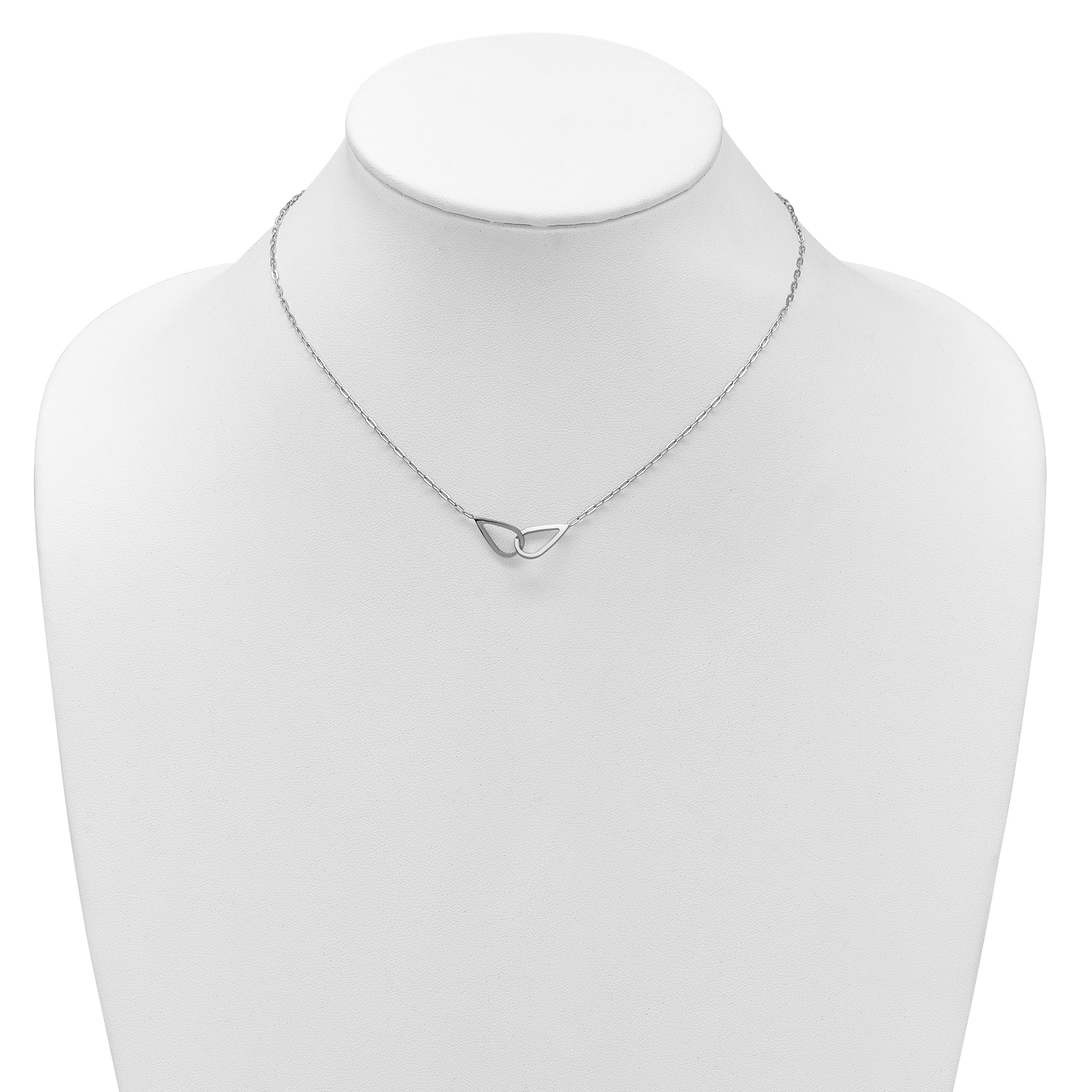 SS RH-plated Polish Intertwined Teardrop w/2in ext. Necklace
