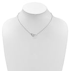 SS RH-plated Polish Intertwined Teardrop w/2in ext. Necklace