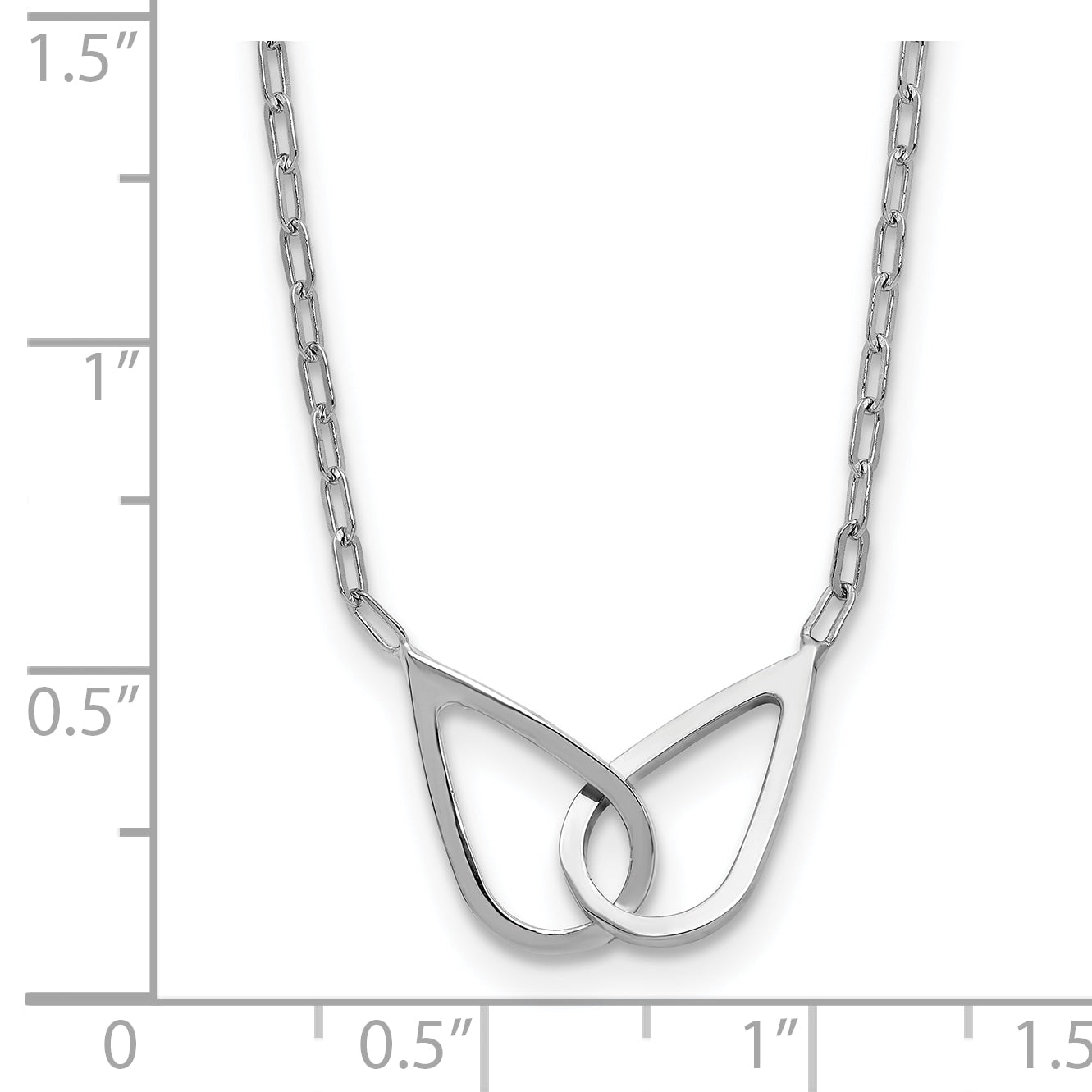SS RH-plated Polish Intertwined Teardrop w/2in ext. Necklace