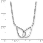 SS RH-plated Polish Intertwined Teardrop w/2in ext. Necklace
