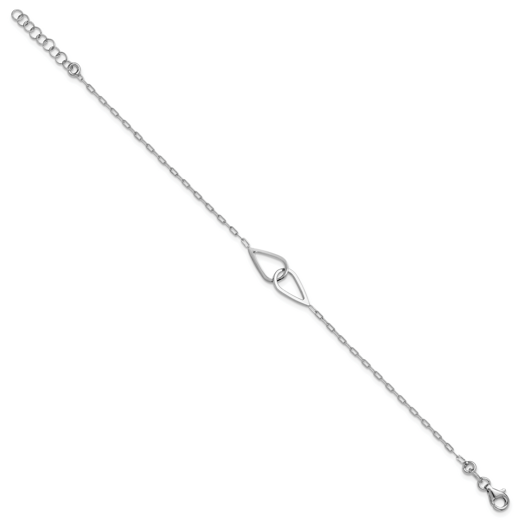 SS RH-plated Polish Intertwined Teardrop w/1in ext. Bracelet