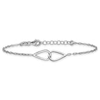 SS RH-plated Polish Intertwined Teardrop w/1in ext. Bracelet