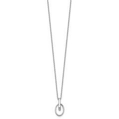 Sterling Silver RH-plated Polished Oval w/2in ext. Necklace