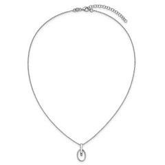 Sterling Silver RH-plated Polished Oval w/2in ext. Necklace