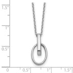 Sterling Silver RH-plated Polished Oval w/2in ext. Necklace
