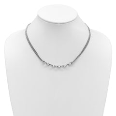 SS RH-plated Polished Multi-strand Link w/2in Ext. Necklace