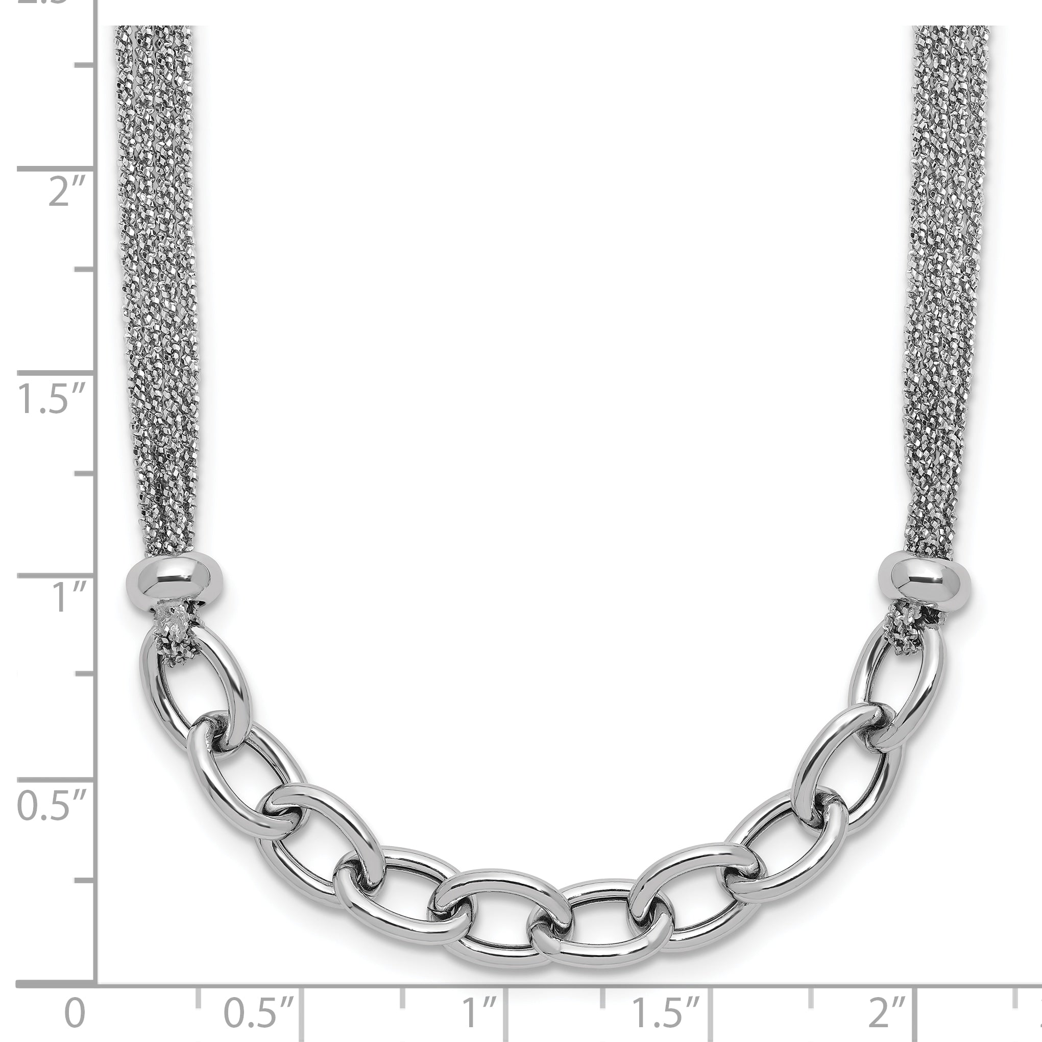 SS RH-plated Polished Multi-strand Link w/2in Ext. Necklace