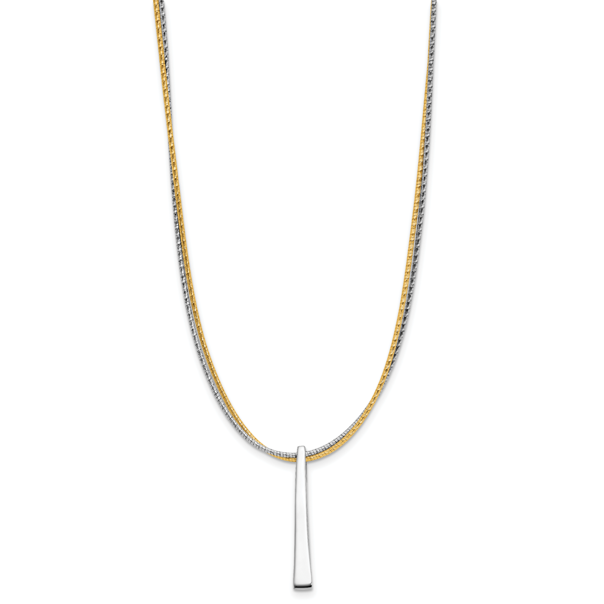 SS RH/Gold-plated 2-Wire Tapered Bar w/ 2in Ext. Necklace