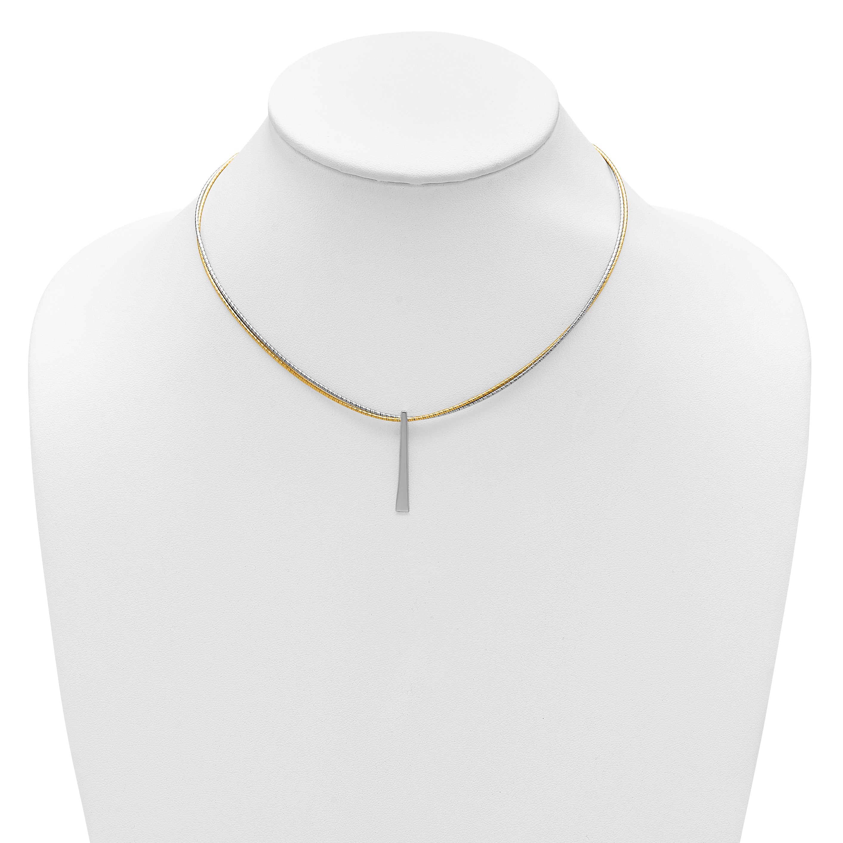 SS RH/Gold-plated 2-Wire Tapered Bar w/ 2in Ext. Necklace