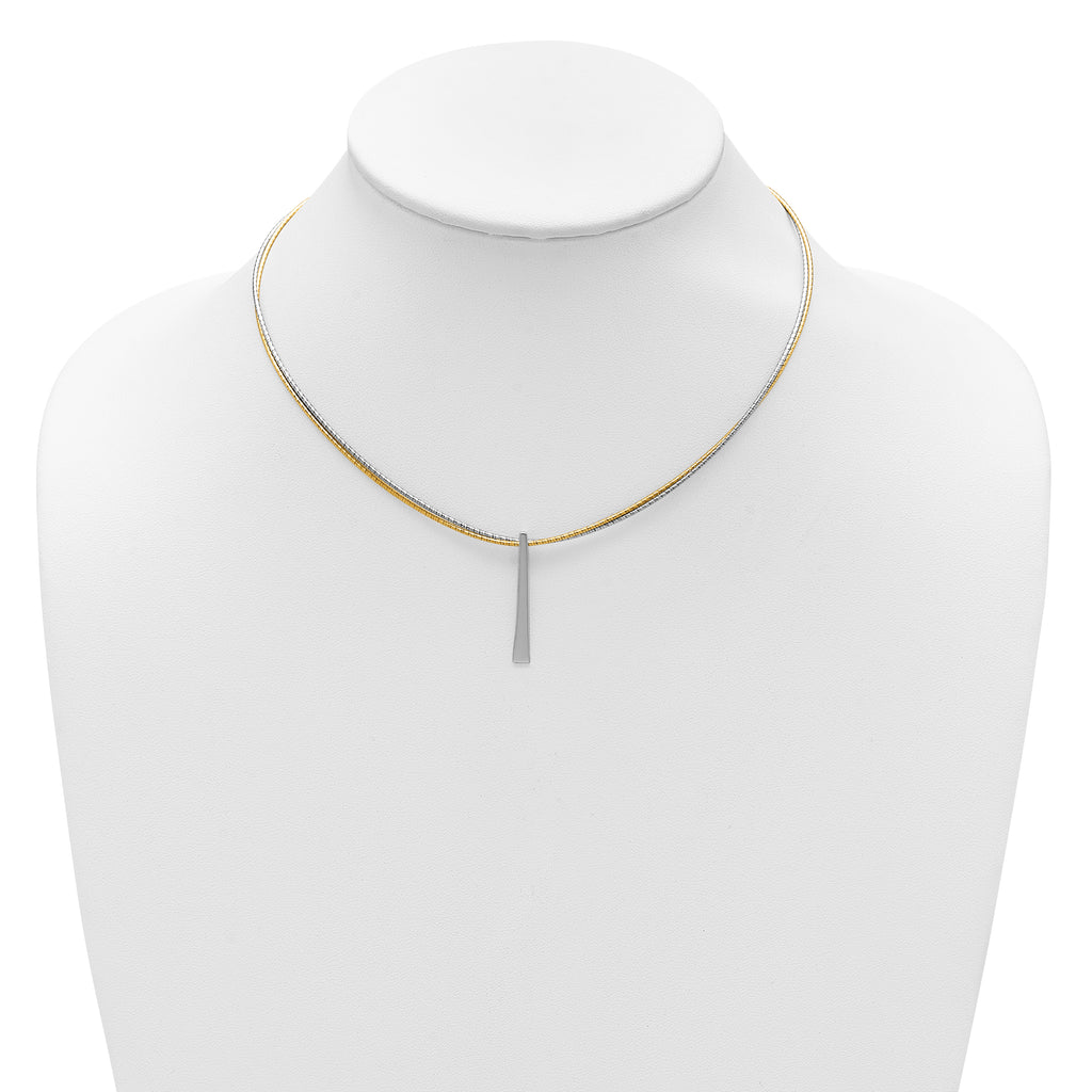 SS RH/Gold-plated 2-Wire Tapered Bar w/ 2in Ext. Necklace