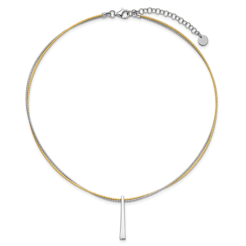 SS RH/Gold-plated 2-Wire Tapered Bar w/ 2in Ext. Necklace