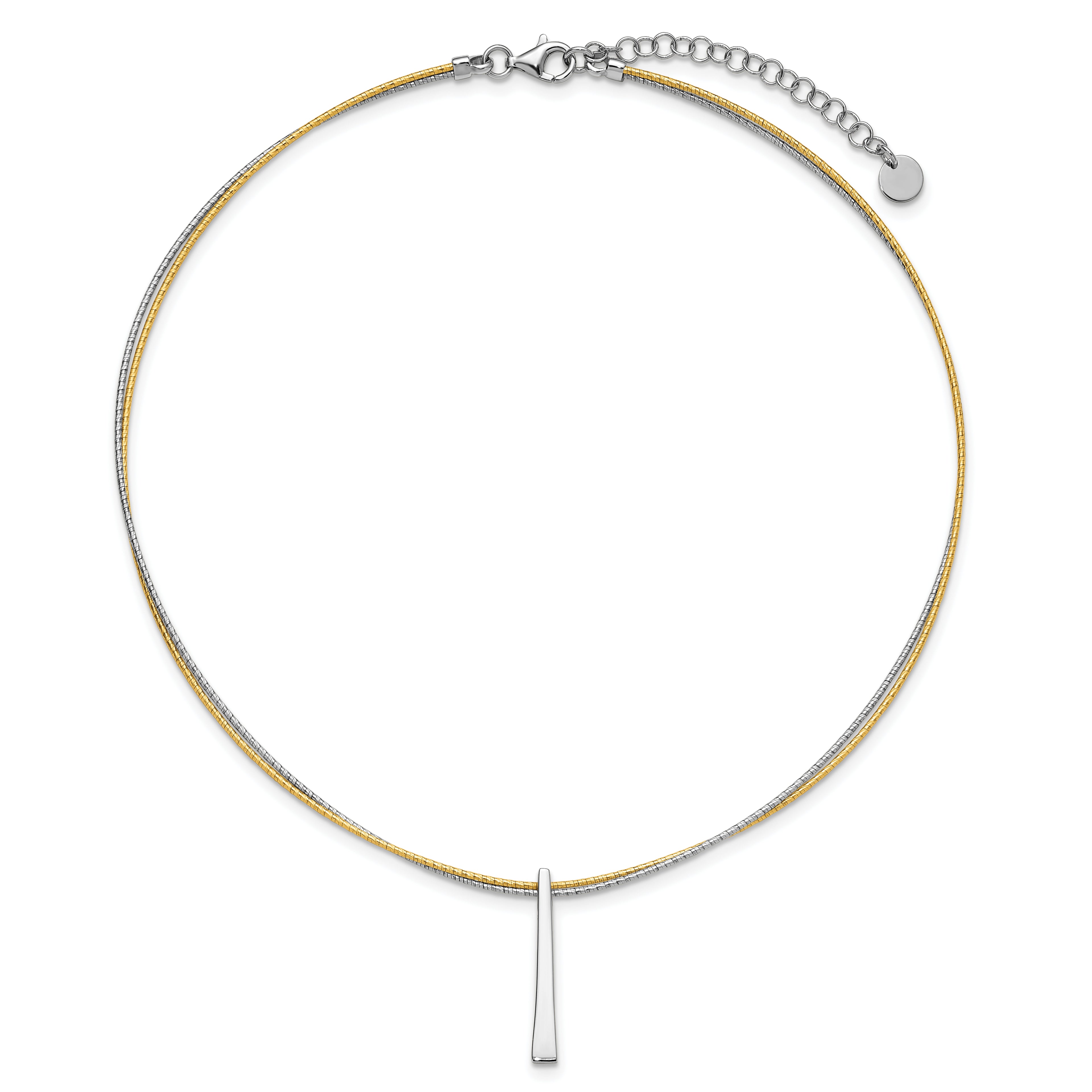 SS RH/Gold-plated 2-Wire Tapered Bar w/ 2in Ext. Necklace
