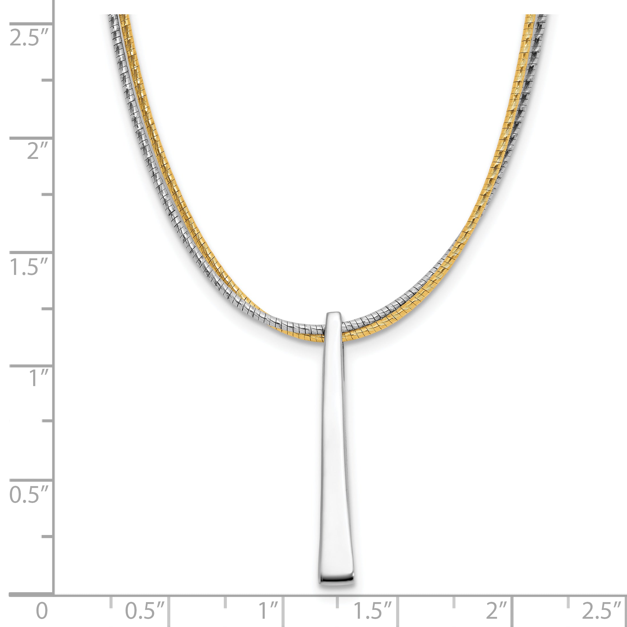 SS RH/Gold-plated 2-Wire Tapered Bar w/ 2in Ext. Necklace