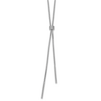 SS RH-plated Polished CZ and Bars Lariat w/ 2in Ext. Necklace