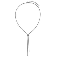 SS RH-plated Polished CZ and Bars Lariat w/ 2in Ext. Necklace