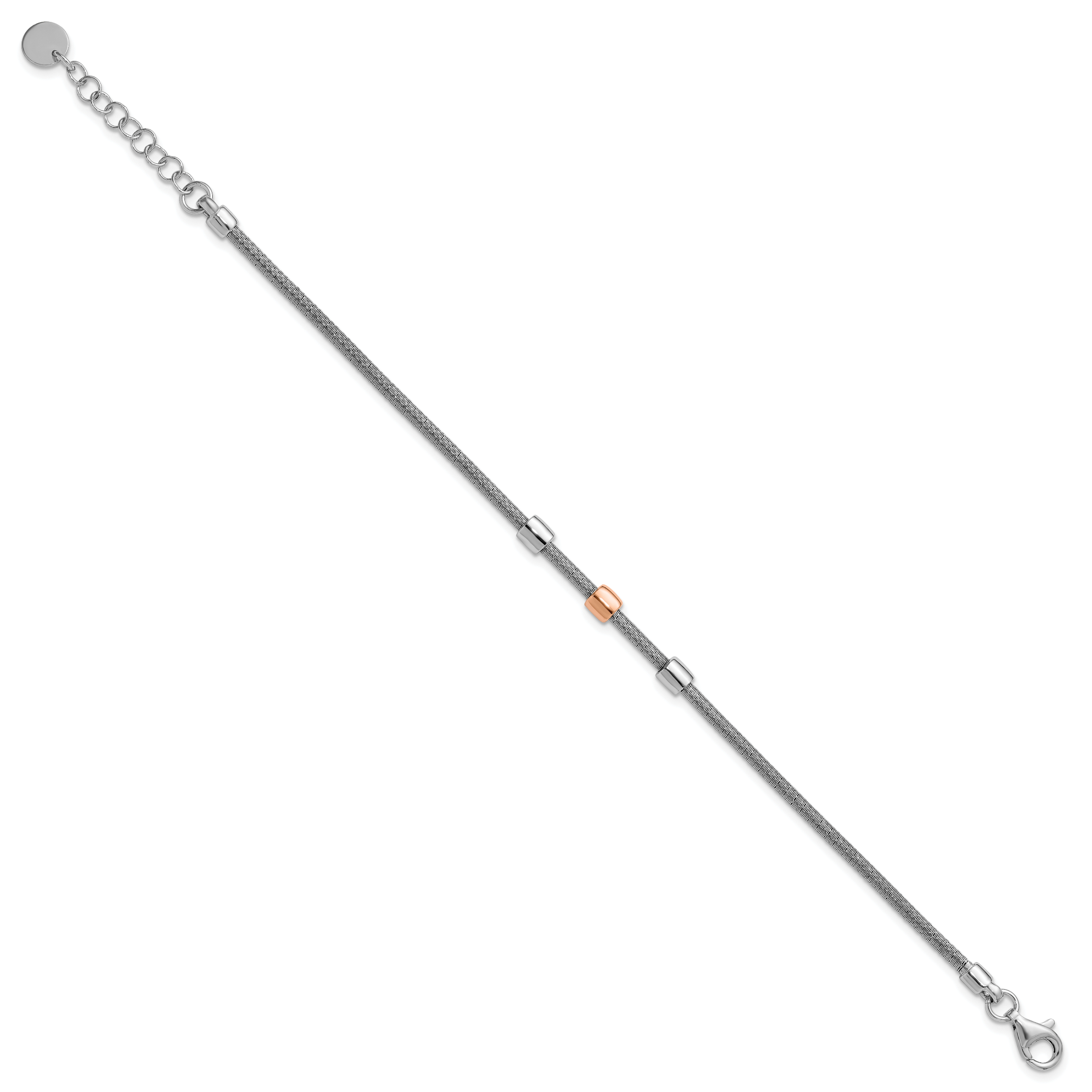 SS RH-plated/Rose Gold-plated Station w/1in Ext. Bracelet Secondary image