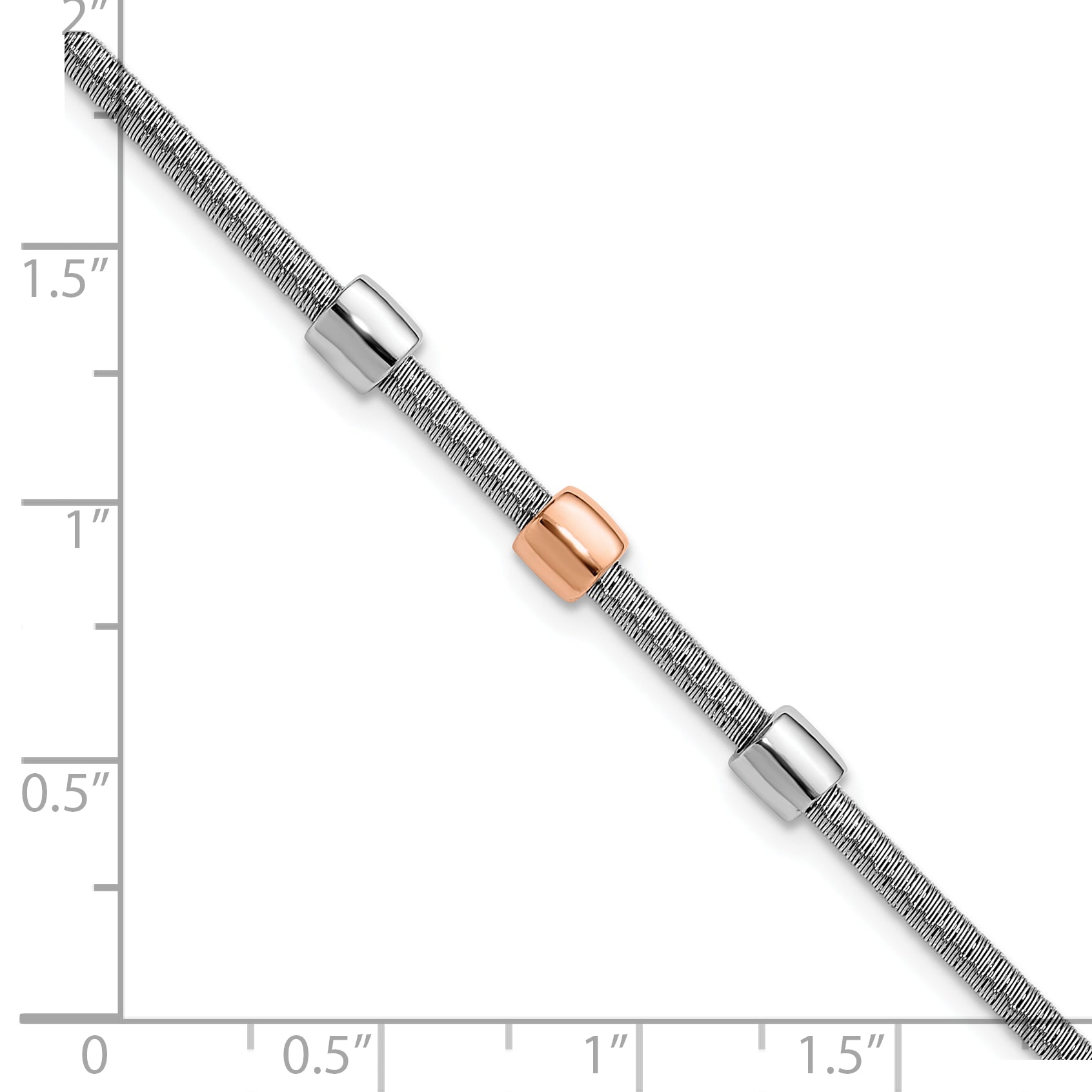 SS RH-plated/Rose Gold-plated Station w/1in Ext. Bracelet