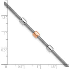 SS RH-plated/Rose Gold-plated Station w/1in Ext. Bracelet