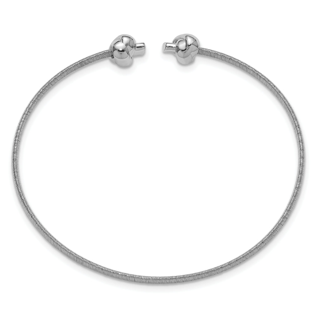 SS RH-plated Polished Knots Wire Wrapped Cuff Bangle