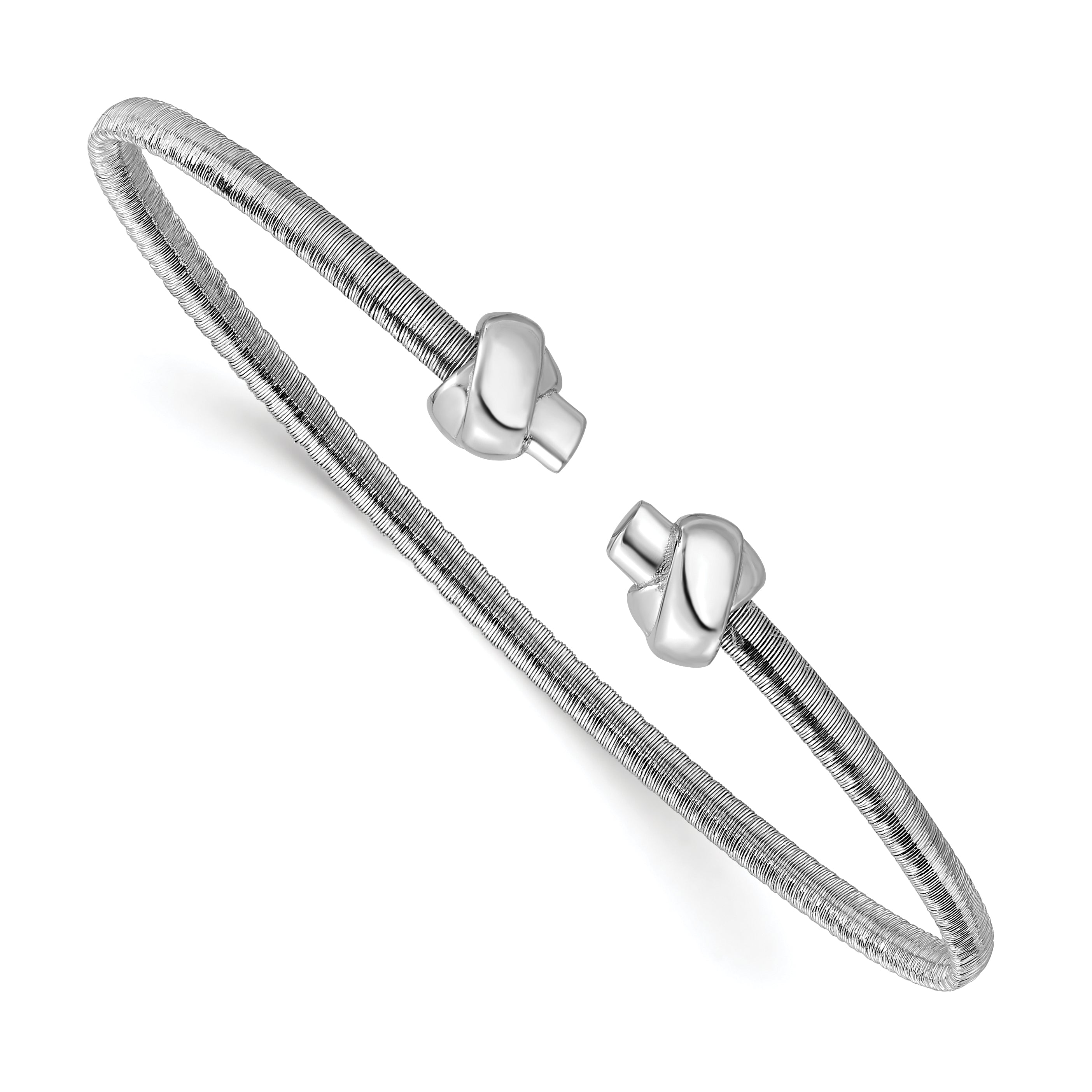 SS RH-plated Polished Knots Wire Wrapped Cuff Bangle Main image