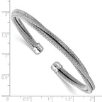 SS RH-plated Polished Multi-Wire Wrapped Cuff Bangle
