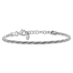 SS RH-plated Twisted Wire-wrapped w/ 1in Ext. Bracelet