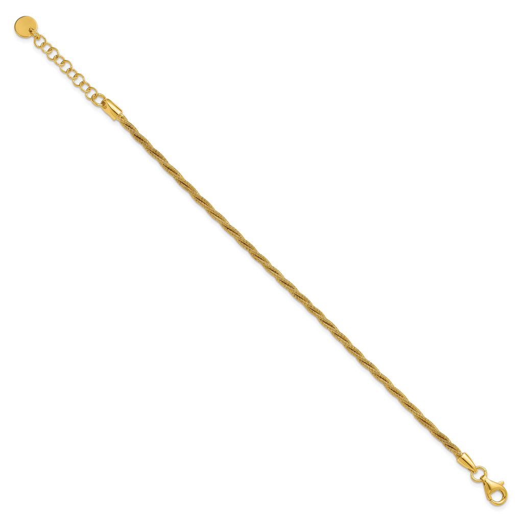 SS Gold-plated Twisted Wire-wrapped w/ 1in Ext. Bracelet