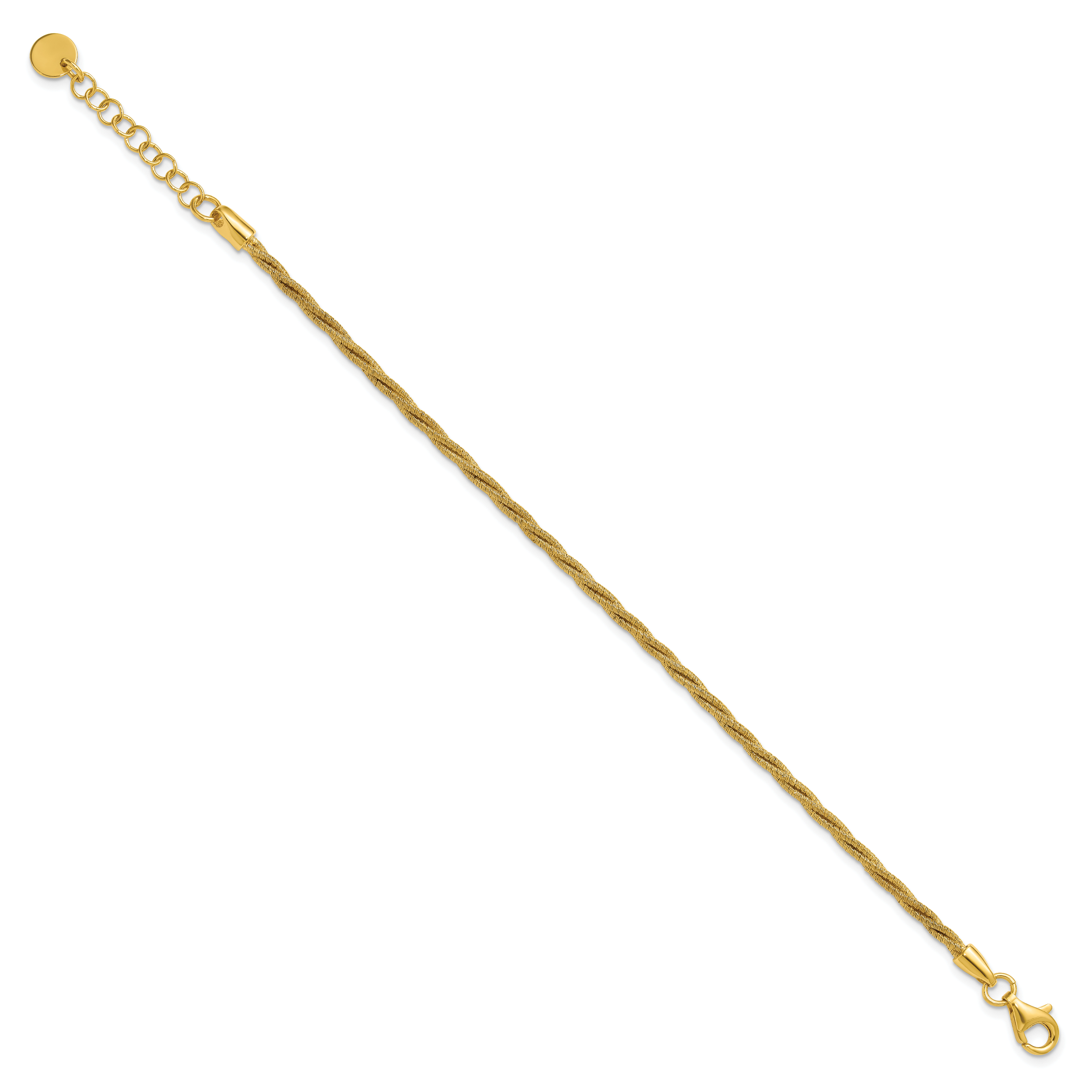 SS Gold-plated Twisted Wire-wrapped w/ 1in Ext. Bracelet