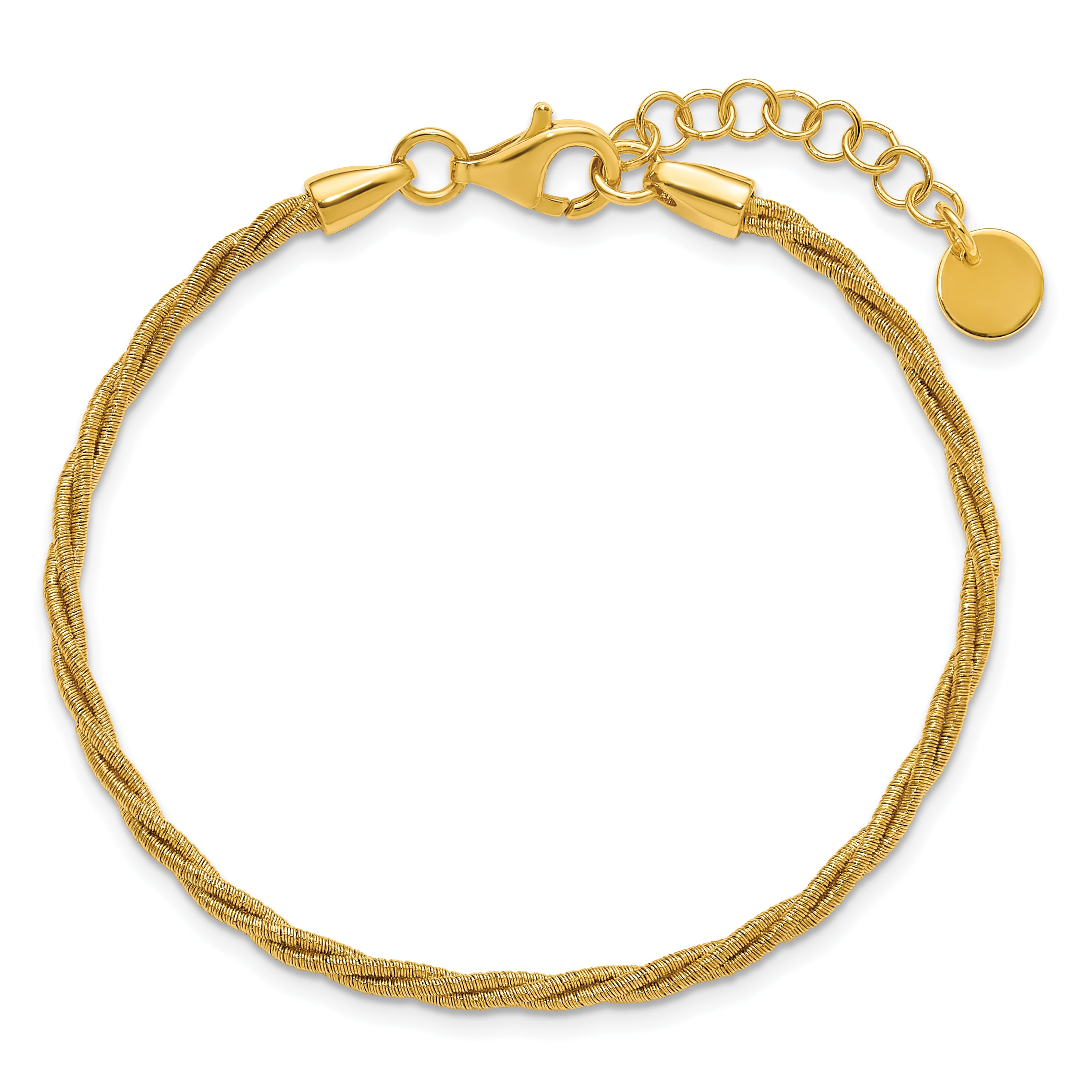 SS Gold-plated Twisted Wire-wrapped w/ 1in Ext. Bracelet