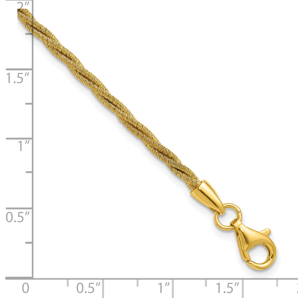 SS Gold-plated Twisted Wire-wrapped w/ 1in Ext. Bracelet