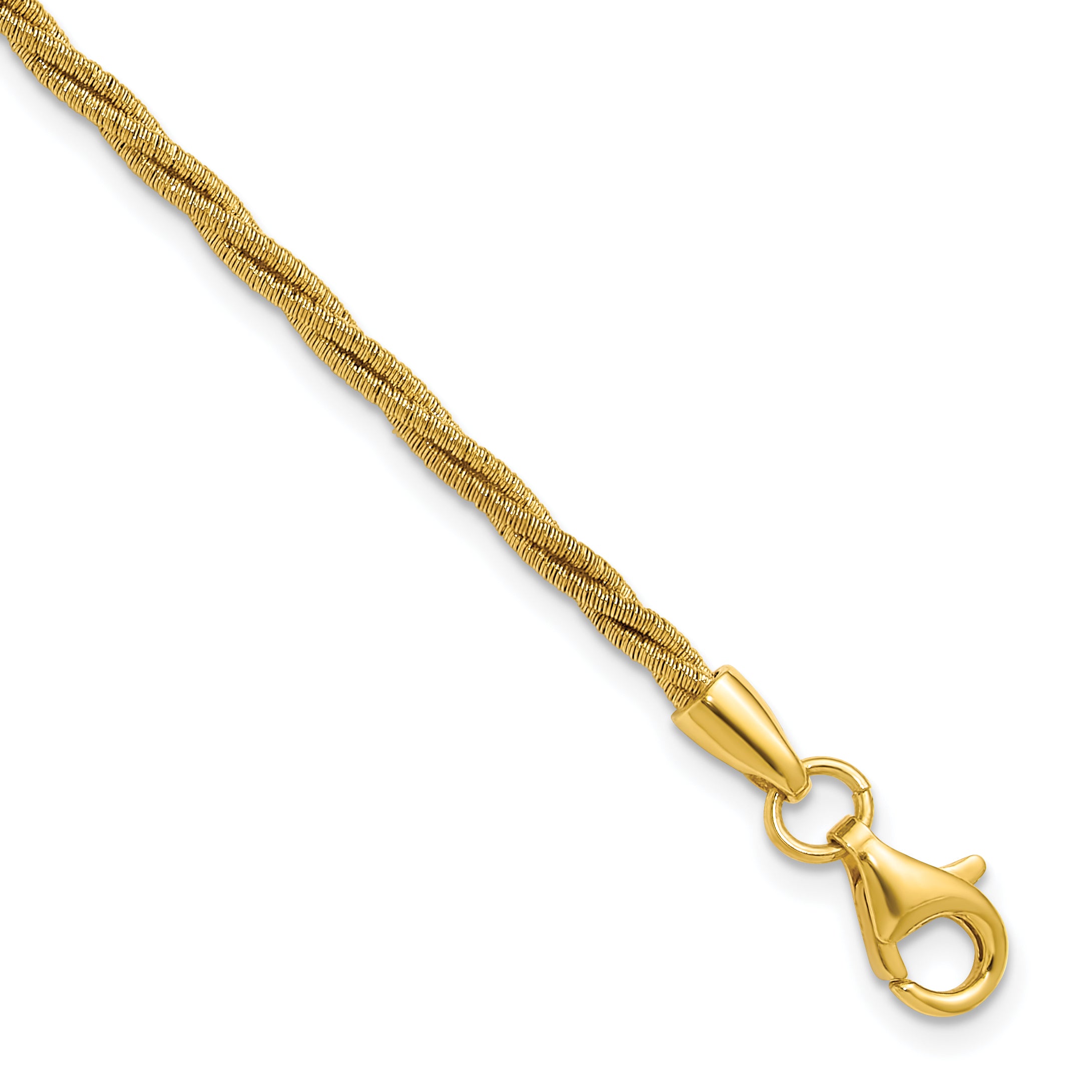 SS Gold-plated Twisted Wire-wrapped w/ 1in Ext. Bracelet
