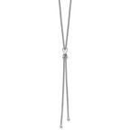 SS Rhodium-plated Polished X Lariat w/ 2in Ext. Necklace