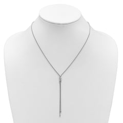 SS Rhodium-plated Polished X Lariat w/ 2in Ext. Necklace