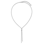 SS Rhodium-plated Polished X Lariat w/ 2in Ext. Necklace