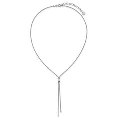 SS Rhodium-plated Polished X Lariat w/ 2in Ext. Necklace