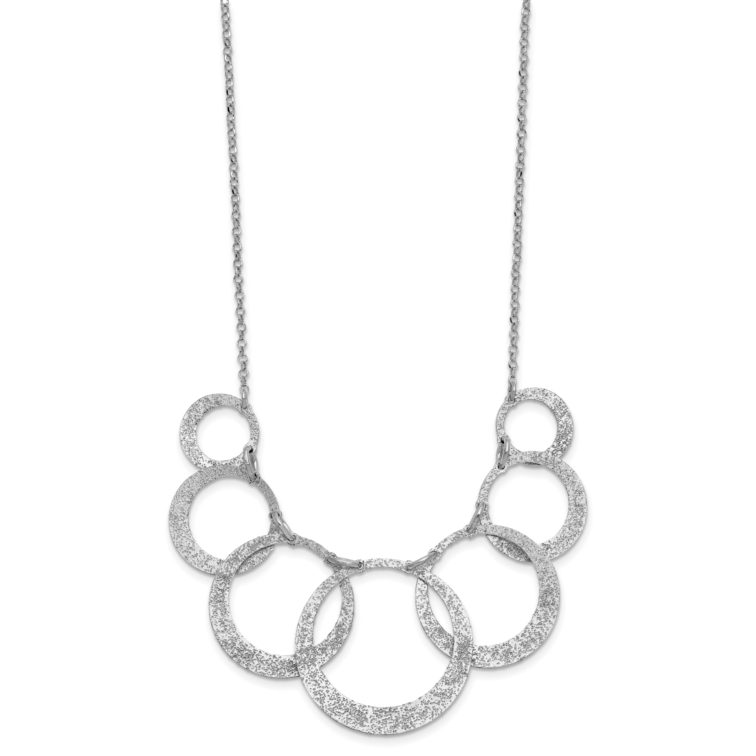 SS Radiant Essence Pol/Textured Circles w/ 2in Ext. Necklace Secondary image